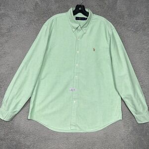 Polo Ralph Lauren Shirt Men's Size XL Green Flesh Pony Oxford OCBD Button Down